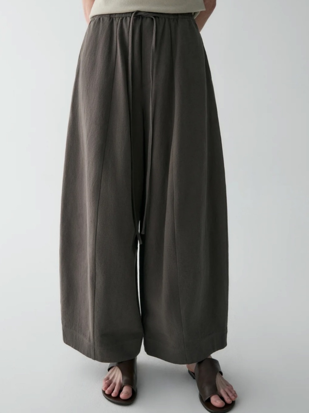 Insis Femme Cotton-linen Ballon Pants Drawstring NEW Olive 6